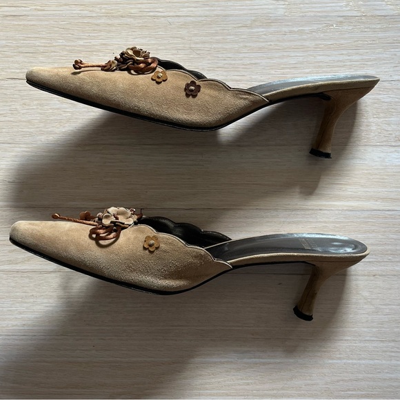 Stuart Weitzman Suede Mules with Floral Accents - Picture 5 of 11